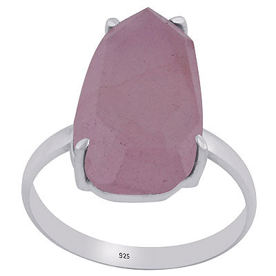Gorgeous Gemstone Rose Quartz Hexagon Shape 925 Sterling Solid Silver Ring - R1002321-10