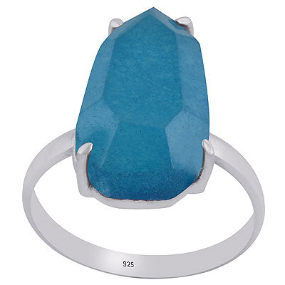 Gorgeous Gemstone Blue Chalcedony Hexagon Shape 925 Sterling Solid Silver Ring - R1002321-6