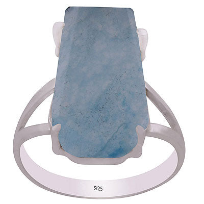 Stunning Prong Setting Around Blue Aventurine Coffin Shape 925 Sterling Solid Silver Ring - R1002322-11