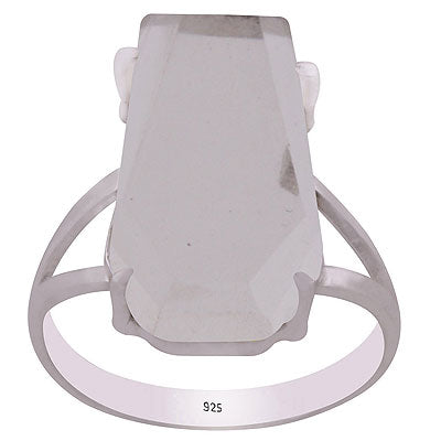 Stunning Prong Setting Around Crystal Coffin Shape 925 Sterling Solid Silver Ring - R1002322-14
