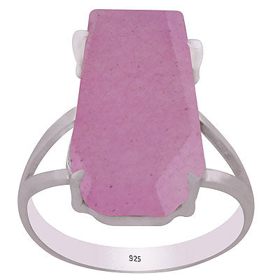 Stunning Prong Setting Around Rose Quartz Coffin Shape 925 Sterling Solid Silver Ring - R1002322-16