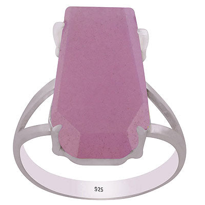 Stunning Prong Setting Around Lavender Jade Coffin Shape 925 Sterling Solid Silver Ring - R1002322-18