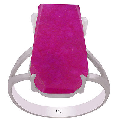 Stunning Prong Setting Around Red Corundum Coffin Shape 925 Sterling Solid Silver Ring - R1002322-22
