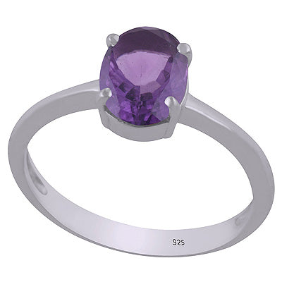 Gorgeous Prong Setting Around Amethyst Oval Shape 925 Sterling Solid Silver Ring - R1002325-1