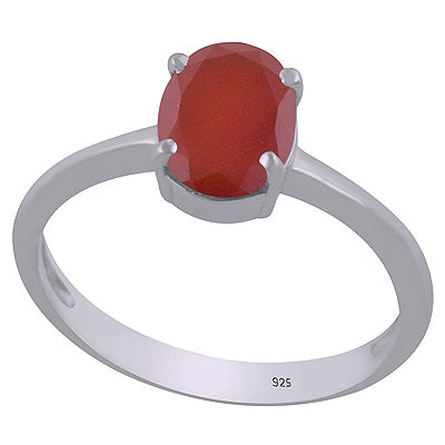Gorgeous Prong Setting Around Carnelian Oval Shape 925 Sterling Solid Silver Ring - R1002325-10