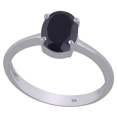 Gorgeous Prong Setting Around Black Onyx Oval Shape 925 Sterling Solid Silver Ring - R1002325-12