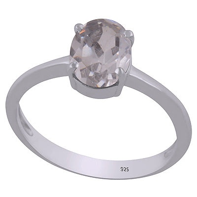 Gorgeous Prong Setting Around White Cubic Zirconia Oval Shape 925 Sterling Solid Silver Ring - R1002325-15