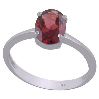 Gorgeous Prong Setting Around Garnet Oval Shape 925 Sterling Solid Silver Ring - R1002325-2