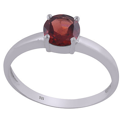 Stunning Prong Setting Around Garnet Round Shape 925 Sterling Solid Silver Ring - R1002326-2