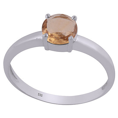 Stunning Prong Setting Around Citrine Round Shape 925 Sterling Solid Silver Ring - R1002326-4