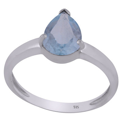Alluring Prong Setting Around Blue Topaz Pear Shape 925 Sterling Solid Silver Ring - R1002327-11