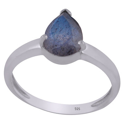 Alluring Prong Setting Around Labradorite Pear Shape 925 Sterling Solid Silver Ring - R1002327-12