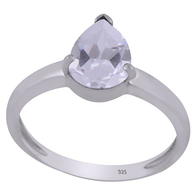 Alluring Prong Setting Around White Cubic Zirconia Pear Shape 925 Sterling Solid Silver Ring - R1002327-14