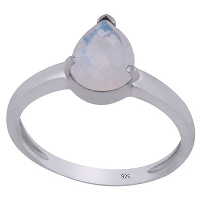 Alluring Prong Setting Around Rainbow Moonstone Pear Shape 925 Sterling Solid Silver Ring - R1002327-5