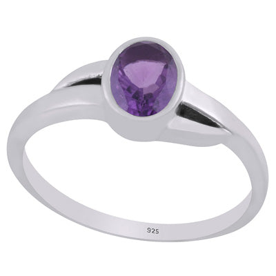 Gorgeous Shank Around Amethyst Oval Shape 925 Sterling Solid Silver Ring - R1002345-1