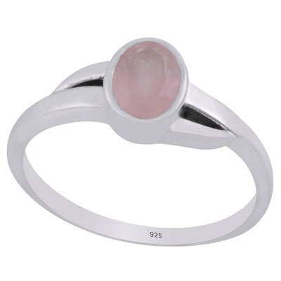 Gorgeous Shank Around Rose Quartz Oval Shape 925 Sterling Solid Silver Ring - R1002345-13