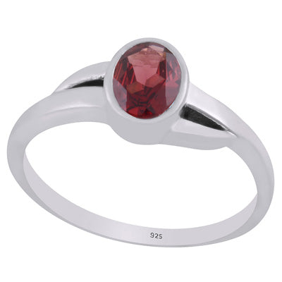 Gorgeous Shank Around Garnet Oval Shape 925 Sterling Solid Silver Ring - R1002345-2