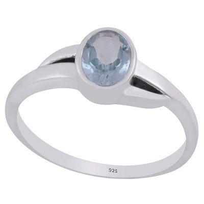 Gorgeous Shank Around Blue Topaz Oval Shape 925 Sterling Solid Silver Ring - R1002345-9