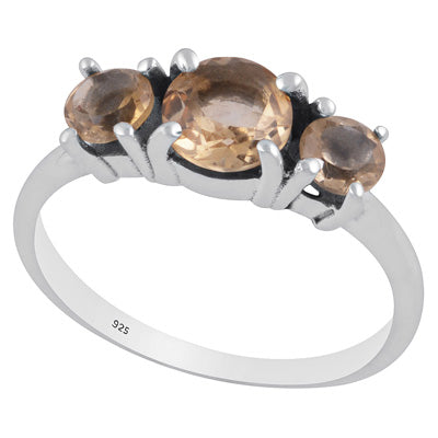 Beautiful Prong Setting Around Multiple Citrine Round Shape 925 Sterling Solid Silver Ring - R1002349-3