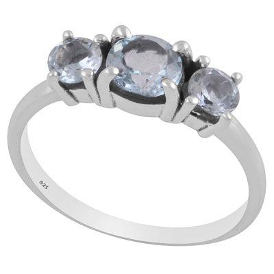 Beautiful Prong Setting Around Multiple Blue Topaz Round Shape 925 Sterling Solid Silver Ring - R1002349-7