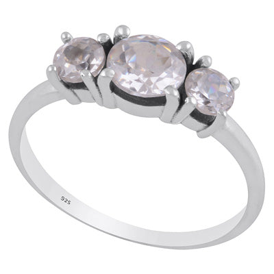 Beautiful Prong Setting Around Multiple White Cubic Zirconia Round Shape 925 Sterling Solid Silver Ring - R1002349-9
