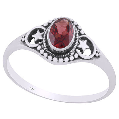 Gorgeous Handcrafted Star Garnet Oval Shape 925 Sterling Solid Silver Ring - R1002358-2