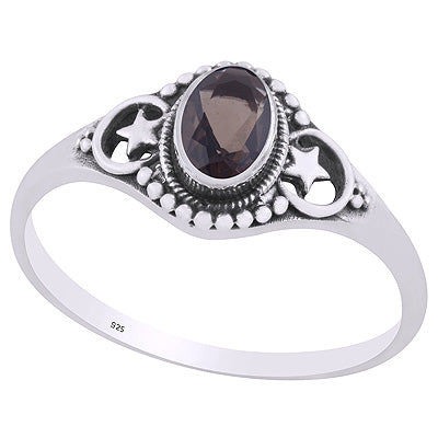 Gorgeous Handcrafted Star Smoky Topaz Oval Shape 925 Sterling Solid Silver Ring - R1002358-7