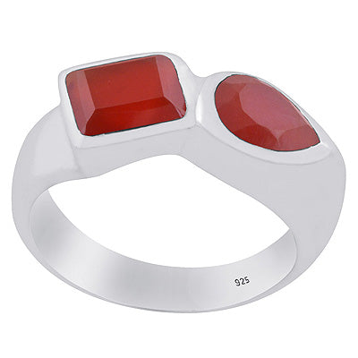 Alluring Multiple Gemstone Carnelian Rectangle,Pear Shape 925 Sterling Solid Silver Ring - R1002367-8