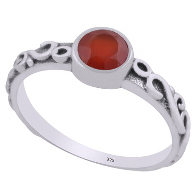 Gorgeous Handcrafted Wire Work Around Carnelian Round Shape 925 Sterling Solid Silver Ring - R1002368-12
