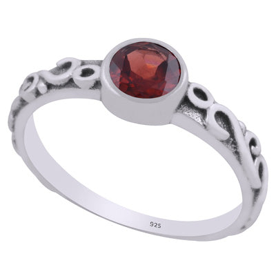 Gorgeous Handcrafted Wire Work Around Garnet Round Shape 925 Sterling Solid Silver Ring - R1002368-2