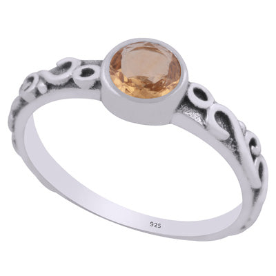 Gorgeous Handcrafted Wire Work Around Citrine Round Shape 925 Sterling Solid Silver Ring - R1002368-4