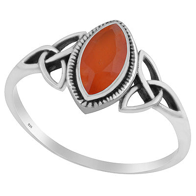 Alluring Celtic Knot Around Carnelian Marquise Shape 925 Sterling Solid Silver Ring - R1002370-14