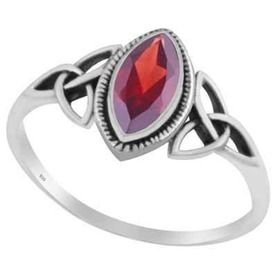 Alluring Celtic Knot Around Garnet Marquise Shape 925 Sterling Solid Silver Ring - R1002370-2