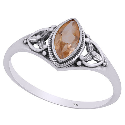 Gorgeous Handcrafted Work Around Citrine Marquise Shape 925 Sterling Solid Silver Ring - R1002371-4