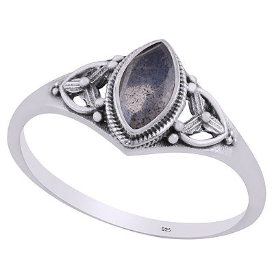 Gorgeous Handcrafted Work Around Labradorite Marquise Shape 925 Sterling Solid Silver Ring - R1002371-6