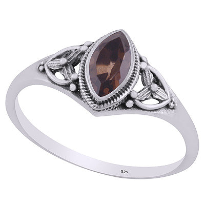 Gorgeous Handcrafted Work Around Smoky Topaz Marquise Shape 925 Sterling Solid Silver Ring - R1002371-7