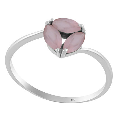 Stunning Gemstone Seated Rose Quartz Marquise Shape 925 Sterling Solid Silver Ring - R1002401-13