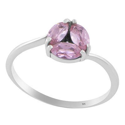 Stunning Gemstone Seated Pink Cubic Zirconia Marquise Shape 925 Sterling Solid Silver Ring - R1002401-9