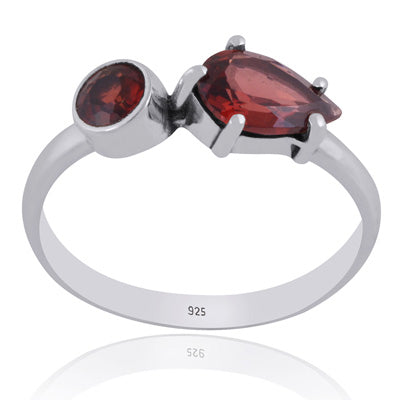 Gorgeous Multiple Gemstones Garnet Round,Pear Shape 925 Sterling Solid Silver Ring - R1002402-13
