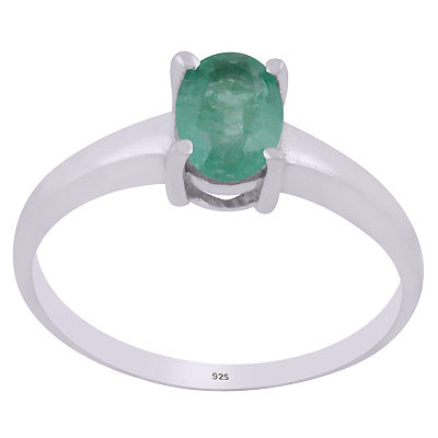 Gorgeous Gemstone Nickel-free Rhodium Plated Zambian Emerald Oval Shape 925 Sterling Solid Silver Ring - R1002408-2