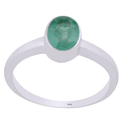 Gorgeous Gemstone Nickel-free Rhodium Plated Zambian Emerald Oval Shape 925 Sterling Solid Silver Ring - R1002408-3