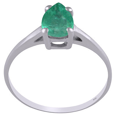 Alluring Prong Setting Around Zambian Emerald Pear Shape 925 Sterling Solid Silver Silver Ring - R1002408-5