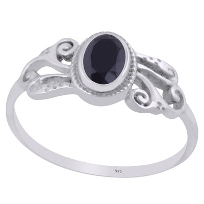 Beautiful Handcrafted Work Around Black Onyx Oval Shape 925 Sterling Solid Silver Ring - R1002414-10