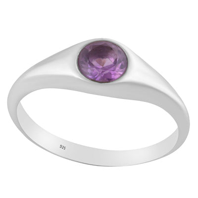 Stunning Gemstone Amethyst Round Shape 925 Sterling Solid Silver Ring - R1002443-1