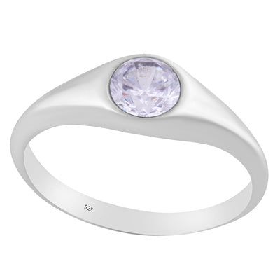 Stunning Gemstone White Cubic Zirconia Round Shape 925 Sterling Solid Silver Ring - R1002443-13