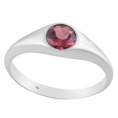 Stunning Gemstone Garnet Round Shape 925 Sterling Solid Silver Ring - R1002443-2