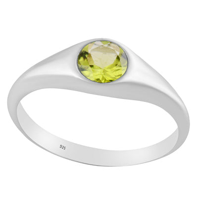 Stunning Gemstone Peridot Round Shape 925 Sterling Solid Silver Ring - R1002443-4