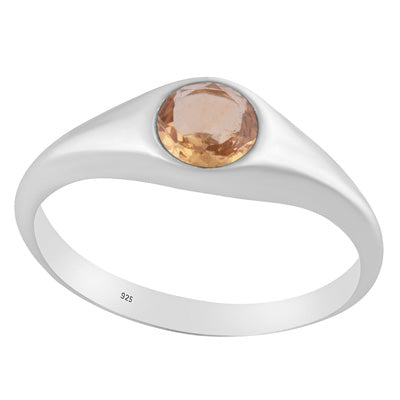 Stunning Gemstone Citrine Round Shape 925 Sterling Solid Silver Ring - R1002443-5