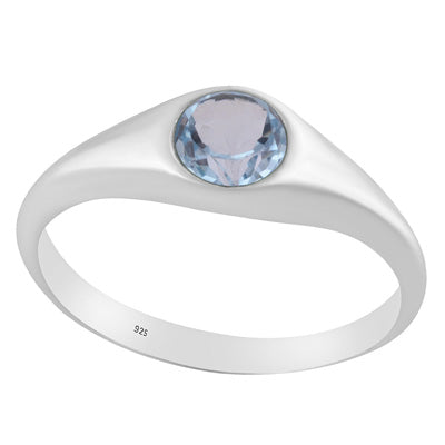 Stunning Gemstone Blue Topaz Round Shape 925 Sterling Solid Silver Ring - R1002443-8