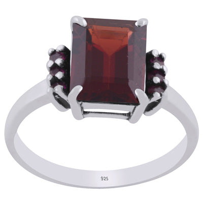 Beautiful Multiple Color Gemstone Around Garnet,Ruby Rectangle,Round Shape 925 Sterling Solid Silver Ring - R1002444-6